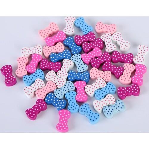 50pcs DIY Handmade Beaded Accessories Cartoon Color Bow Wooden Beads Bracelet Making Kit Kids Toys for Girls