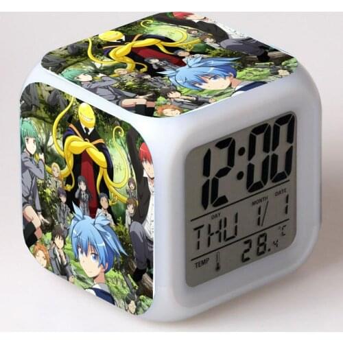 Anime Ansatsu Kyoushitsu Cartoon LED 7 Color Flash Digital Alarm Clocks Kids Night Light Bedroom Desk Clock despertador