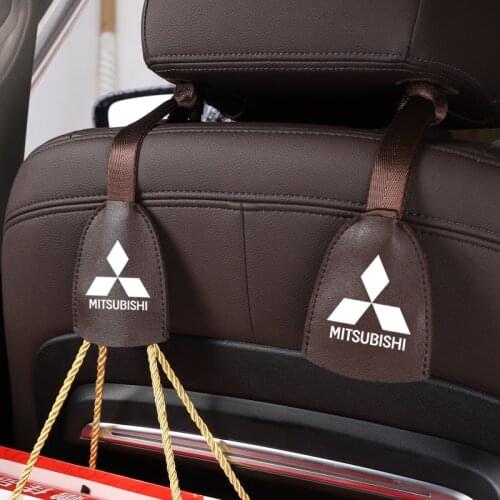 2Pcs PU Leather Car Seat Back Hooks Portable Hanging Bag Rack For Mitsubishi Pajero Ralliart Outlander Jinxuan ASX Lancer ex
