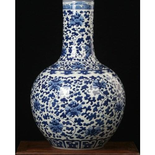 Large Vase Ceramics Blue And White Display Antique Handmade Porcelain Jingdezhen Floor Living Room Flower porcelain vase