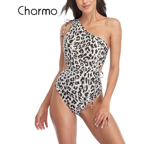 Charmo One Piece Swimwear for Women One Shoulder Bathing Suits Padded Elegant Monokini
