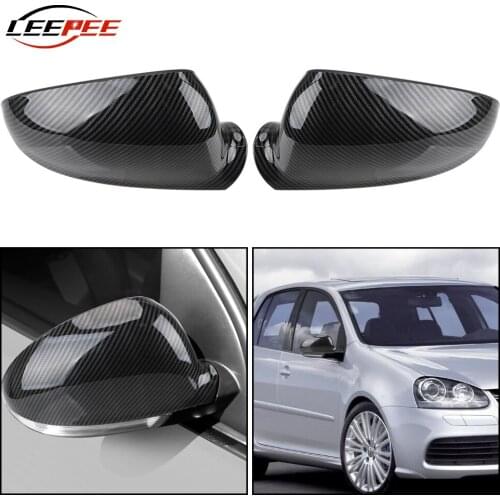 2PCS Auto Rear View Mirror Cover For VW Golf 5 MK5 Jetta 2006-2011 Car Accessories Side Wing Housing Carbon Fiber