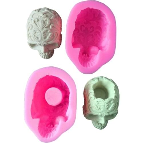 Skull Head Ashtray Epoxy Resin Mold Flowerpot Plant Pot Silicone Mould DIY Crafts Plaster Home Decoration Ornaments Casting Tool