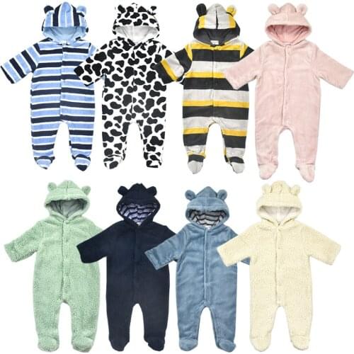 Baby Winter Overalls Newborn Clothes Baby Rompers Baby Coral Fleece Double Layer Jumpsuit for Boys Girls Baby Leggings Romper