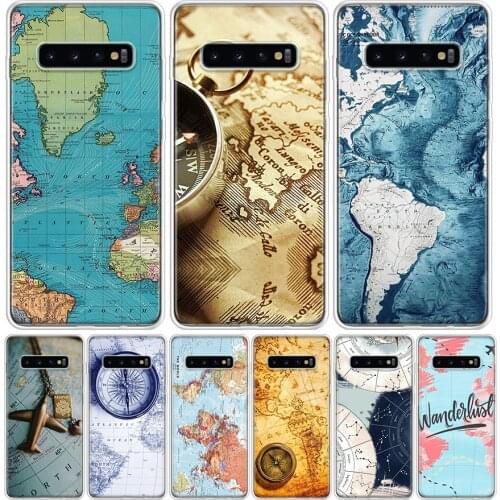 World Map Travel Plans Cover Phone Case For Samsung Galaxy S10 S20 Ultra Note 10 9 8 S9 S8 J4 J6 J8 + Lite Plus Pro S7 Coque
