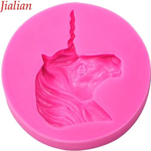 Unicorn shaped 3D fondant cake silicone mold for soap polymer clay molds chocolate pastry candy making decoration tools F0364