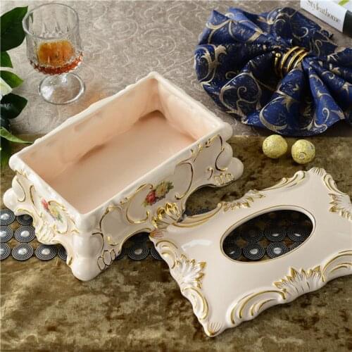 New European Style Ivory Porcelain Tissue Box Home Living Room Table Napkin Box Ceramic Paper Holder Tissue Case Creative Gift