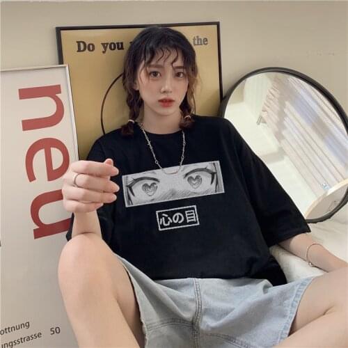 Japanese cotton anime short sleeve clothing tees harajuku Casual Kawaii women t shirts streetwear Loose femme oversized tops