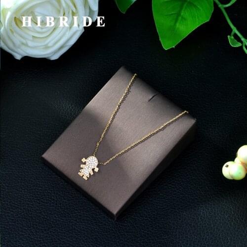 HIBRIDE Vintage Boy and Girl Bridal Wedding Jewelry Luxury Cubic Zirconia Chandelier Necklace Pendants for Women Accessories P16