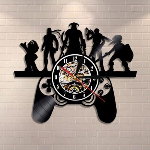 Game Room Game Controllers Wall Art Retro Games Vinyl Record Wall Clock Decorative Vintage Wall Clock Pop Games Gift For Boys