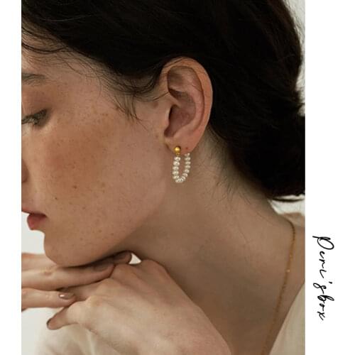 PerisBox Beaded Natural Freshwater Pearl Earrings Dainty Pearl Wrap Earrings for Women Minimalist Hoop Earrings 2020 Jewelry