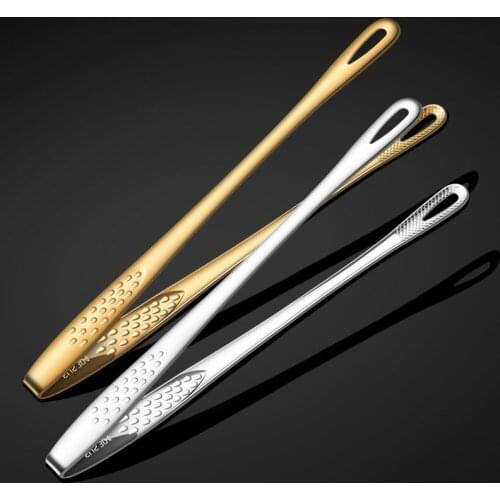 Korean Barbecue Tongs 304 Stainless Steel BBQ Tong Steak Tongs Golden Buffet Barbecue Clips Lengthened Bread Tools Salad Tool