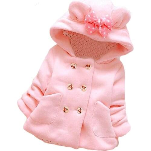 2018 Winter Autumn Minnie Bow Baby Girl Outerwear Clothes Cute Girls Jacket Children Thick Woolen Coat