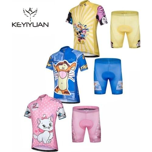 Hot 2018 KEYIYUAN Summer Children Cycling Jersey Padded Bike Clothing Road Bicycle Sportswear Bike Jersey A variety of styles