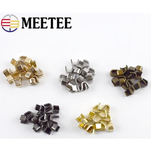 Meetee 20pcs Brass U Style Zipper Stopper Non-slip for 3# 5# 8# 10# Metal Nylon Resin Zippers Repair Crafts Accessory ZA212