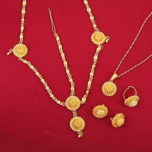 Cute Baby Girls Ethiopian Jewelry Sets 24k Gold Color Sets For African Ethiopian Eritrean Habesha Jewelry Sets