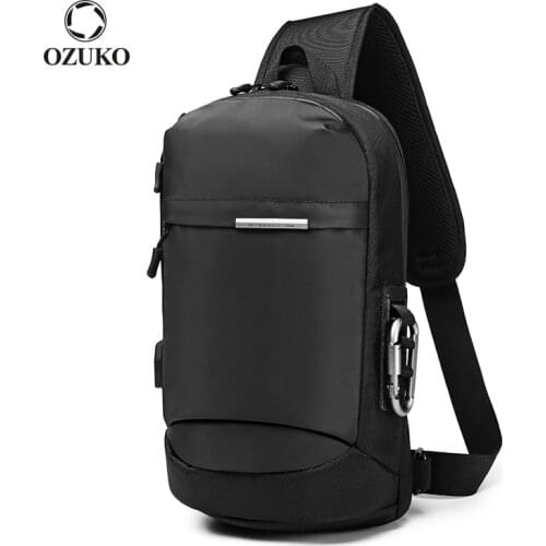 OZUKO Fashion Men Chest Bag Pack Waterproof Sling Messenger Bag for Teenager Male Outdoor Sports Single Shoulder Bags Short Trip