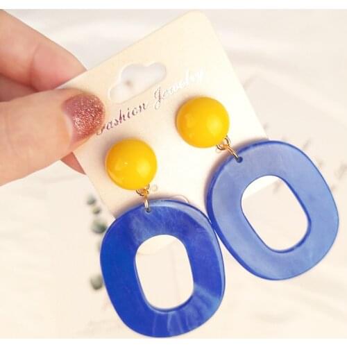 Trendy Long Dangle Acrylic Earrings for Women Big Circle Geometric Resin Dangling Drop Earring for Girls Fashion Jewelry Brincos