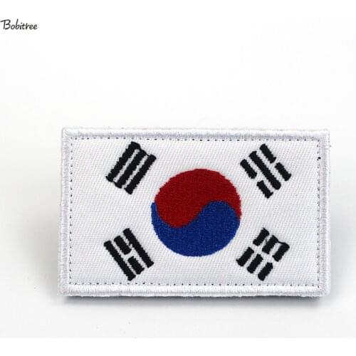 Korea Flag Patch with Hook Loop Embroidery National Taegeukgi Badges Armband Appliques Stick on Backpack Cap Patches