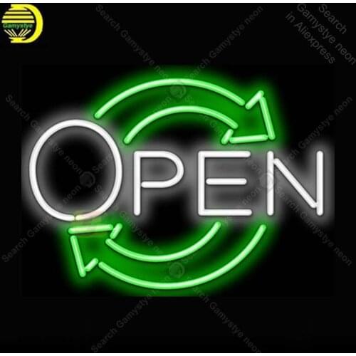 Neon Sign for Eco Open Arrow Neon Light Neon Bulb sign Beer Bar Display club Hotel handcraft glass tube light Decorate lamps