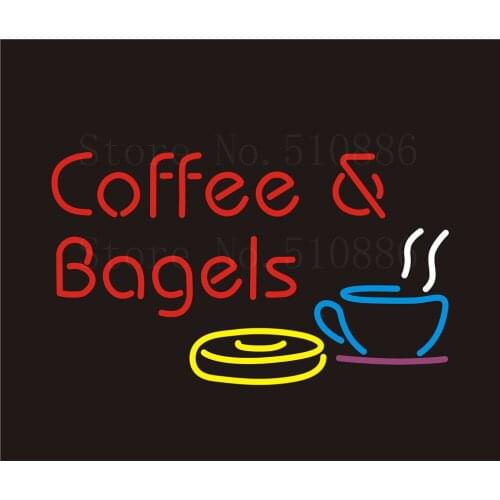 Custom NEON Sign Board Coffee Bagels Espresso GLlass Tube Bar Club Pub Display Store Shop Light Signboard Signage Signs 17*14"