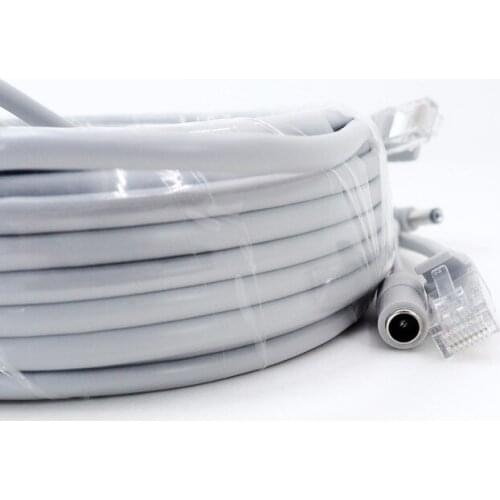 NEW Light Grey NC-15M RJ45+DC 12V Power Lan Cable Network Cables for CCTV Network IP Camera High Quality Cable CCTV Accessories