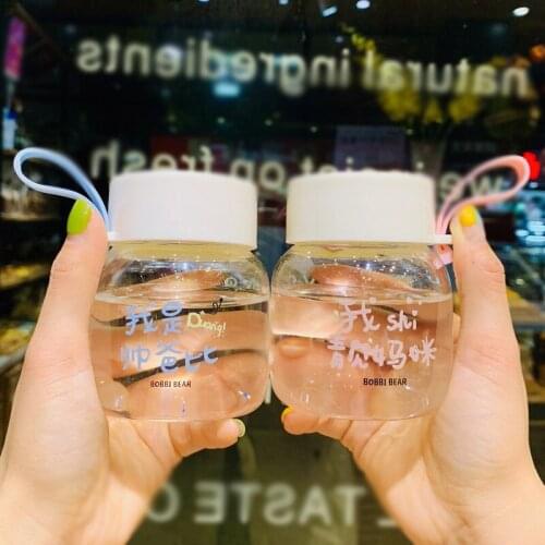 Portable Water Bottles Cartoon Printed Transparent Glass Water Bottle Cute Men And Women Student Cup Small Fresh Tea Cup