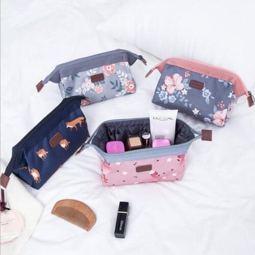 QIAQU Travel Accessories Finishing Cosmetic Bag For Girls Canvas Steel Box Makeupbag Zipper Personalized Portable Portabl