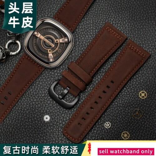 Genuine Leather Watch Band Mens for Seven Friday M2/02 P1B/01 P2B/02 First Layer Cowhide Bracelet Female 28mm Watch Strap
