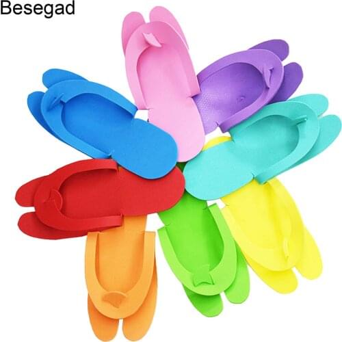 24 Pairs Disposable Anti-skidding EVA Foam Slippers Flip Flops Pedicure Tanning Spa Salon Supplies Foam Flip Flop Random Colors