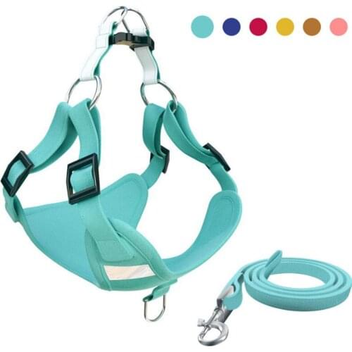 Pet Supplies Dog Harness Dog Leash Set Vest Harness Suede Plush Adjustable Reflective Harnesses Alloy D Buckle Dog Leash