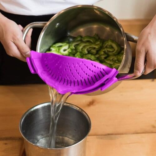 Silicone Colanders Kitchen Clip On Pot Strainer Drainer For Draining Excess Liquid Univers Draining Pasta Vegetable Cookware