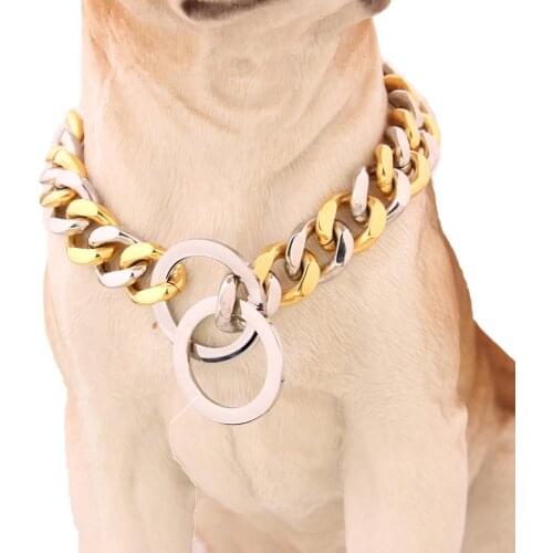 Tiasir 12mm Stainless Steel Ship Chain Collar Dog Adjustable Pet Accessories Dog Collar Small Medium Large Dog Pitpull Collar