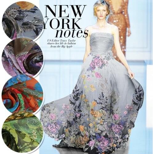The high-end grey 100% silk Jumpsuit skirt of silk chiffon fabric positioning fabric flowers