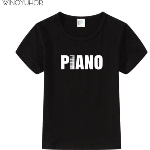 Piano Funny Letter Print T Shirt For Child Boy Girl Summer Casual Short Sleeve T-shirt Baby Kids Love Music Brand Clothes