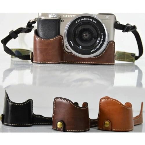 Pu Leather Case Bottom Opening Version Protective Half Body Cover Base For Sony Alpha A6400 A6300 A6000 Camera Bag