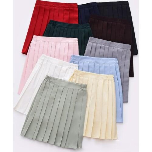 High Waist Black Skirts Womens 2020 Summer Anime Skirts Kawaii School Uniform Short Mini White Pink Plaid Pleated Preppy Style