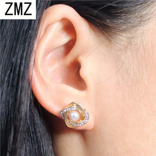 2019 Cute Four Leaf Clover Earring Plated Unique With Pearl & Shinny Stones Fashion Jewelry For Women