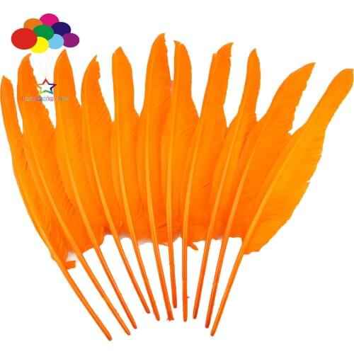 10-100 pcs/lot Orange Color 14-16inch Plumes Turkey Pointers Quill Large Feathers for Fashion Decorations