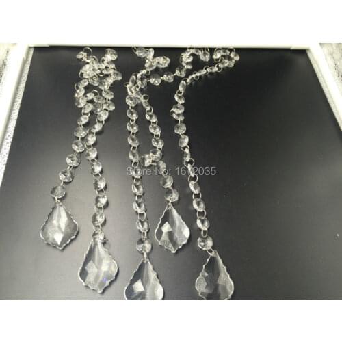 10 chains 50mm Maple Leaf Shape With 14mm Octagon Bead Wedding Centerpiece Decoration Curtain Decor DIY Crystal Prisms