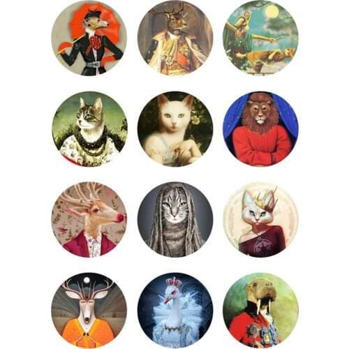 10mm 14mm 16mm 12mm 20mm 25mm 330 12pcs/lot Animals Mix Round Glass Cabochons Jewelry Findings 18mm Snap Button Charm Bracelet