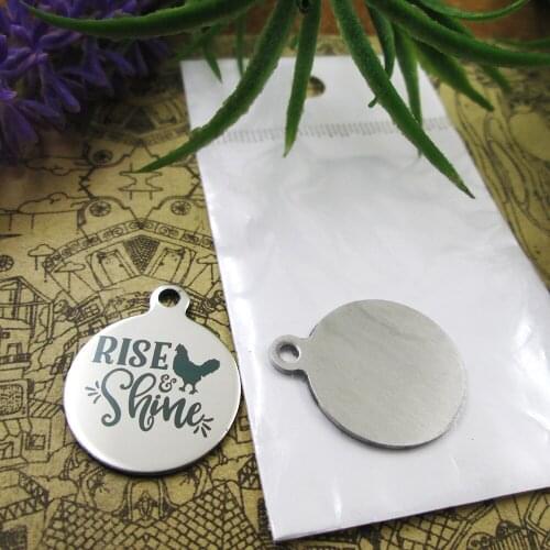 20pcs--"Rise And Shine"stainless steel charms 5 styles for choosing DIY Charms for necklace bracelets