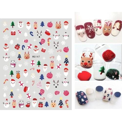 10PCS Christmas Tree Santa Claus Christmas Hat Snow Christmas Flower Nail Sticker 3D Nail Art Slider Decoration Sticker