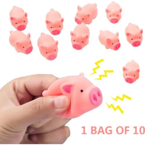 10pcs Cute Dog Toys Mini Rubber Pig Cat Dog Squeaky Sound Squeeze Toy Pet Products