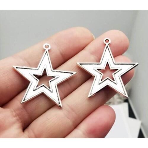 15pcs/lot--34x33mm, pentagram cham,Antique silver plated star charms,DIY supplies,Jewelry accessories