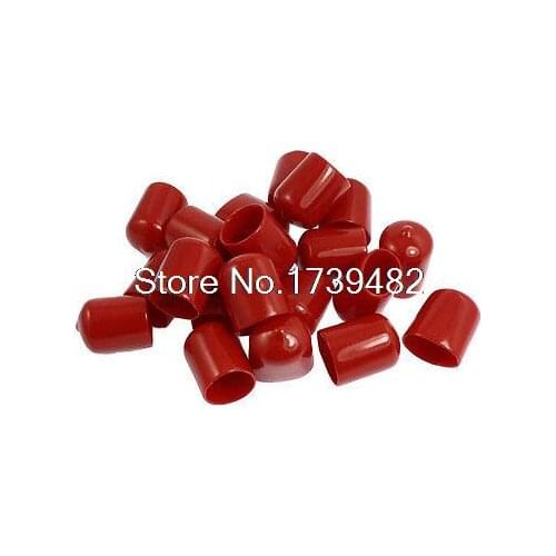 20 Pcs 30mm Height 20mm Inner Dia Round Tip Red PVC Insulated End Caps
