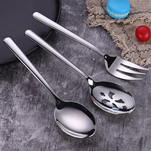 3 Pcs Set of Public Tableware European Stainless Steel Leaking Soup Fork Set Hotel Supplies Family Gathering Public Tableware