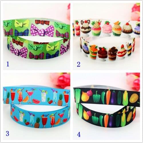 7/8'' Free shipping bows cupcake summer veget printed grosgrain ribbon hairbow headwear party decoration diy wholesale 22mm S576