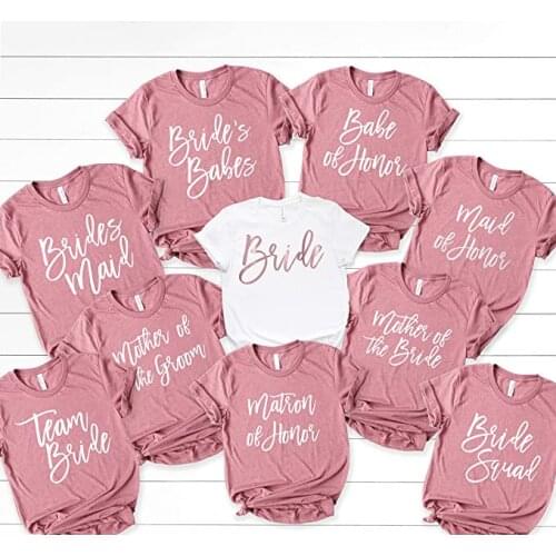 Bride Squad Bachelorette Party Fashion Letter Graphic Short Sleeve Top Tee Harajuku Women Tshirts O Neck Streetwear Shirt