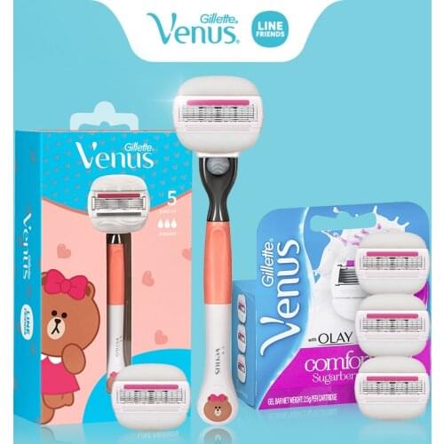 Gillette Venus Lady Razor 5 Layers Shaving Blade for Women Bikini Underarm Safety Hair Removal Built-in Soap Bars 1Holder+2Blade